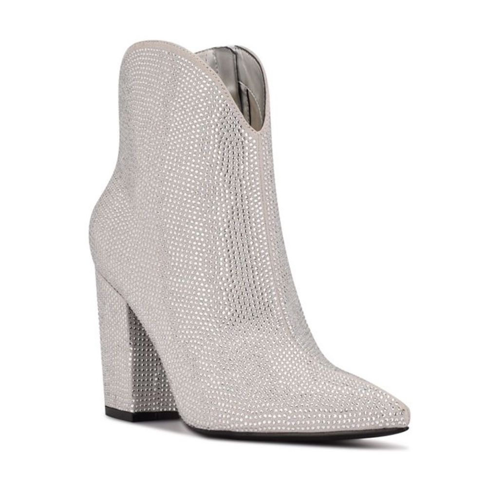 Nine West Silver Rhinestone Sparkly Boot